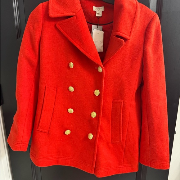 J. Crew Jackets & Blazers - J.Crew Petite Red Wool Peacoat – Gold Buttons, Holiday Chic